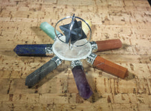 Load image into Gallery viewer, 7 Chakra SPINNING BLACK TOURMALINE Merkaba Energy Generator Natural Gemstone
