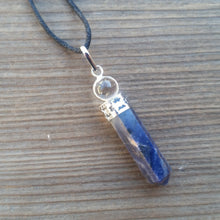 Load image into Gallery viewer, SODALITE 2 Stone Crystal Point Pendant With Quartz Sphere and Cord Stone Natural Gemstone