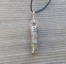 Load image into Gallery viewer, LABRADORITE 2 Stone Crystal Point Pendant With Quartz Sphere and Cord Stone Natural Gemstone