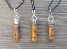 Load image into Gallery viewer, CALLIGRAPHY STONE 2 Stone Crystal Point Pendant With Quartz Sphere and Cord Stone Natural Gemstone