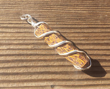 Load image into Gallery viewer, CALLIGRAPHY STONE Spiral Wire Wrapped Pencil Point Pendant Gemstone