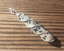 Load image into Gallery viewer, DALMATIAN JASPER Spiral Wire Wrapped Pencil Point Pendant Gemstone
