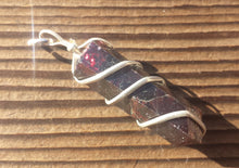 Load image into Gallery viewer, GARNET Spiral Wire Wrapped Pencil Point Pendant Gemstone