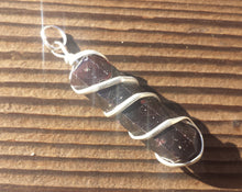 Load image into Gallery viewer, GARNET Spiral Wire Wrapped Pencil Point Pendant Gemstone