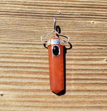 Load image into Gallery viewer, Natural CARNELIAN And BLACK TOURMALINE Crystal D - Point Pendant Gemstone