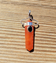 Load image into Gallery viewer, Natural CARNELIAN And BLACK TOURMALINE Crystal D - Point Pendant Gemstone