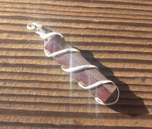 Load image into Gallery viewer, RED TIGER EYE Spiral Wire Wrapped Pencil Point Pendant Gemstone