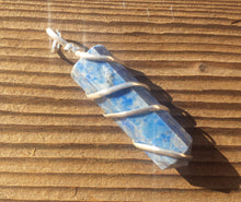 Load image into Gallery viewer, LAPIS LAZULI Spiral Wire Wrapped Pencil Point Pendant Gemstone