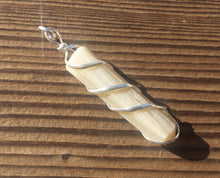 Load image into Gallery viewer, CHRYSOBERYL Spiral Wire Wrapped Pencil Point Pendant Gemstone