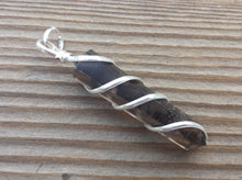 Load image into Gallery viewer, SMOKEY QUARTZ Spiral Wire Wrapped Pencil Point Pendant Gemstone