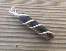 Load image into Gallery viewer, SMOKEY QUARTZ Spiral Wire Wrapped Pencil Point Pendant Gemstone