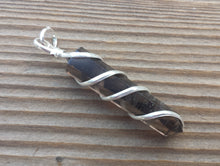 Load image into Gallery viewer, SMOKEY QUARTZ Spiral Wire Wrapped Pencil Point Pendant Gemstone