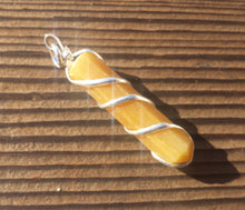 Load image into Gallery viewer, GOLDEN QUARTZ Spiral Wire Wrapped Pencil Point Pendant Gemstone