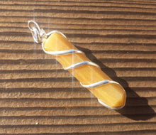 Load image into Gallery viewer, GOLDEN QUARTZ Spiral Wire Wrapped Pencil Point Pendant Gemstone
