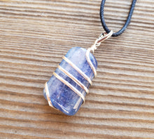 Load image into Gallery viewer, KYANITE Spiral Wrapped Tumbled Stone Pendant Gemstone