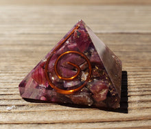 Load image into Gallery viewer, Small (25-30mm) RUBY COIL Orgone Gemstone Pyramid Small Pyramid Orgone