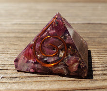 Load image into Gallery viewer, Small (25-30mm) RUBY COIL Orgone Gemstone Pyramid Small Pyramid Orgone