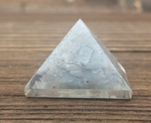 Load image into Gallery viewer, Small (25-30mm) ANGELITE Orgone Gemstone Pyramid Small Pyramid Orgone