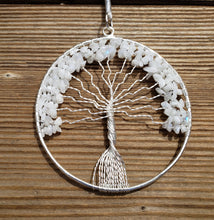 Load image into Gallery viewer, Natural RAINBOW MOONSTONE Tree Of Life Large Suncatcher Decoration Stone Gemstone