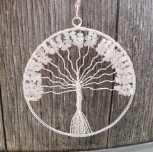Load image into Gallery viewer, Natural ROSE QUARTZ Tree Of Life Large Suncatcher Decoration Stone Gemstone