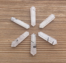Load image into Gallery viewer, NATURAL TOURMALATED QUARTZ Double Terminated Gemstone Crystal Pencil Point (One)