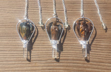 Load image into Gallery viewer, Natural BLUE TIGER EYE Gemstone Angel Basket Pendulum