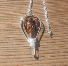 Load image into Gallery viewer, Natural BLUE TIGER EYE Gemstone Angel Basket Pendulum
