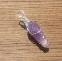 Load image into Gallery viewer, AMETHYST Wire Wrapped Double Point Pendant Stone Natural Gemstone