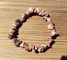 Load image into Gallery viewer, RHODONITE Natural Stone Gemstone Stretchy Chip Bracelet