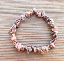Load image into Gallery viewer, RHODONITE Natural Stone Gemstone Stretchy Chip Bracelet