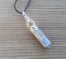 Load image into Gallery viewer, SODALITE 2 Stone Crystal Point Pendant With Quartz Sphere and Cord Stone Natural Gemstone