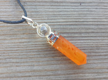 Load image into Gallery viewer, CARNELIAN 2 Stone Crystal Point Pendant With Quartz Sphere and Cord Stone Natural Gemstone