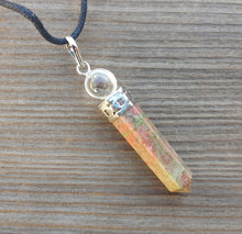 Load image into Gallery viewer, UNAKITE 2 Stone Crystal Point Pendant With Quartz Sphere and Cord Stone Natural Gemstone