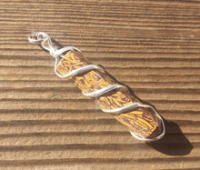 Load image into Gallery viewer, CALLIGRAPHY STONE Spiral Wire Wrapped Pencil Point Pendant Gemstone