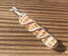 Load image into Gallery viewer, ARAGONITE Spiral Wire Wrapped Pencil Point Pendant Gemstone