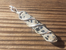 Load image into Gallery viewer, DALMATIAN JASPER Spiral Wire Wrapped Pencil Point Pendant Gemstone