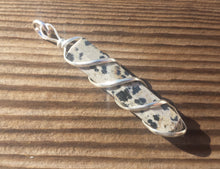 Load image into Gallery viewer, DALMATIAN JASPER Spiral Wire Wrapped Pencil Point Pendant Gemstone