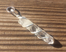 Load image into Gallery viewer, CLEAR QUARTZ Spiral Wire Wrapped Pencil Point Pendant Gemstone