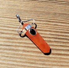 Load image into Gallery viewer, Natural CARNELIAN And BLACK TOURMALINE Crystal D - Point Pendant Gemstone