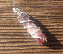 Load image into Gallery viewer, RED TIGER EYE Spiral Wire Wrapped Pencil Point Pendant Gemstone