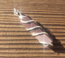 Load image into Gallery viewer, Narmada Stone Spiral Wire Wrapped Pencil Point Pendant Gemstone