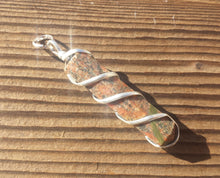 Load image into Gallery viewer, UNAKITE Spiral Wire Wrapped Pencil Point Pendant Gemstone