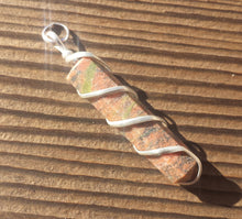 Load image into Gallery viewer, UNAKITE Spiral Wire Wrapped Pencil Point Pendant Gemstone
