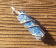 Load image into Gallery viewer, LAPIS LAZULI Spiral Wire Wrapped Pencil Point Pendant Gemstone