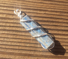 Load image into Gallery viewer, LAPIS LAZULI Spiral Wire Wrapped Pencil Point Pendant Gemstone