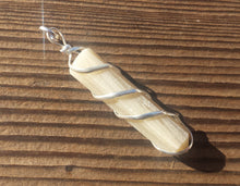 Load image into Gallery viewer, CHRYSOBERYL Spiral Wire Wrapped Pencil Point Pendant Gemstone
