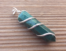 Load image into Gallery viewer, BLOODSTONE Spiral Wire Wrapped Pencil Point Pendant Gemstone