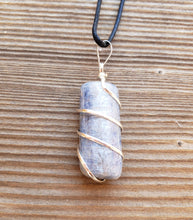 Load image into Gallery viewer, KYANITE Spiral Wrapped Tumbled Stone Pendant Gemstone