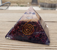 Load image into Gallery viewer, Extra Large (70-75mm) GARNET Orgone Gemstone Pyramid X-Large Pyramid Orgone