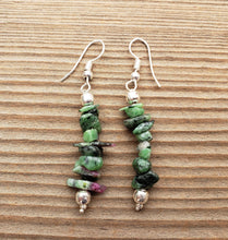 Load image into Gallery viewer, Natural RUBY In FUCHSITE Handmade Gemstone Chip EARRINGS